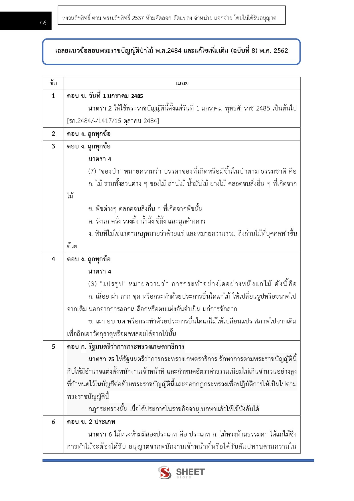 แนวข้อสอบ นักวิชาการป่าไม้ กรมอุทยานแห่งชาติ สัตว์ป่า และพันธุ์พืช 2569 - Image 10